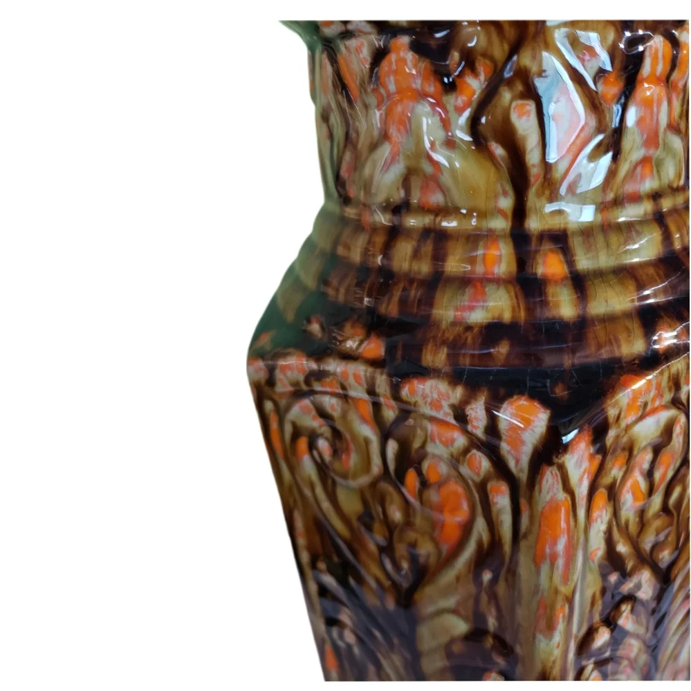 Tall Vintage 60s 70s Lamp Base Glazed Brown Orange